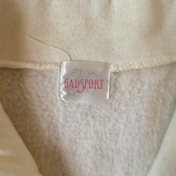 Vintage 90s Cream Embroidered Quarter-Zip Fleece Sweatshirt - Picture 8 of 8